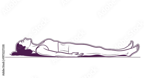 Person lying down in Savasana, corpse pose, yoga relaxation, meditation, stillness, body outline