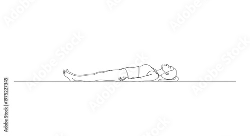 Person Lying Down on Back, Relaxing, Yoga Pose, Meditation, Stillness, White Background