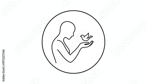 Person Releasing Bird into Circle, Symbolizing Freedom, Hope, and New Beginnings