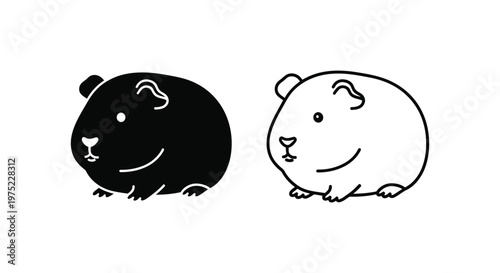 Cute Cartoon Guinea Pigs - Adorable Pet Illustrations Vector