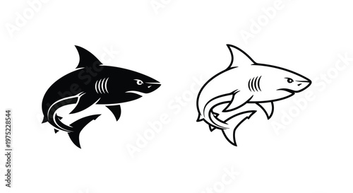Shark Vector Art Designs - Premium Black & White Illustrations Vector