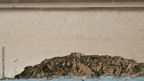 Water Damaged Chipboard Kitchen Cabinet Base Swelling and Crumbling Close-Up | Wet MDF Furniture Decay at Floor Level | Time to Replace or Renovate Kitchen