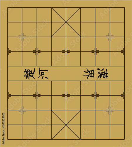 中国将棋、象棋、シャンチーの盤のイラスト