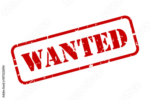 Wanted red rubber stamp with texture vector illustration