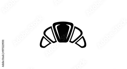 Minimalist croissant icon silhouette, simple pastry symbol on white background