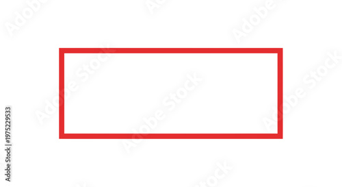 Red rectangle frame on white background, simple geometric shape, copy space
