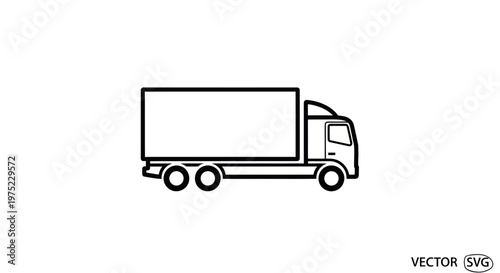 Simple Outline Icon of a Delivery Truck on White Background