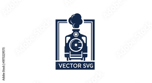 Vintage Steam Locomotive Train Emblem - Vector Graphic