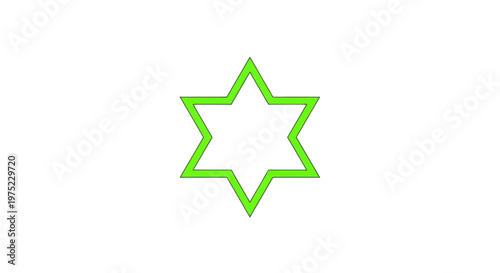 Green Star of David Icon on White Background, Geometric Symbol, Judaism, Religion