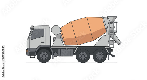 Flat Design Illustration of a Concrete Mixer Truck