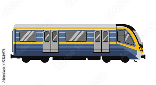 Modern urban metro train for public transportation, isolated vector illustration.