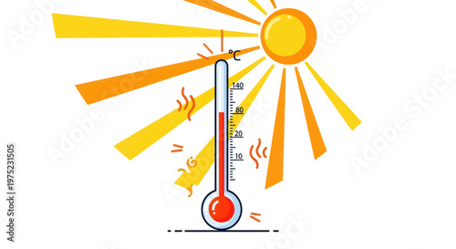 Thermometer Showing High Temperature Under Bright Sun Rays