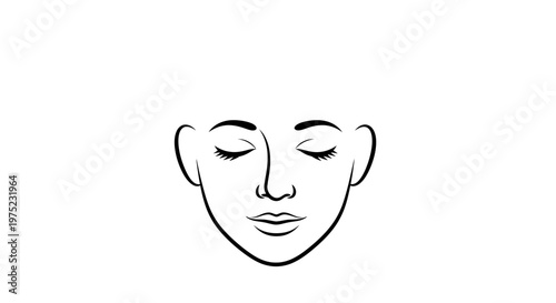 Minimalist Line Drawing of a Woman's Face with Closed Eyes
