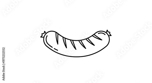 Minimalist Line Art Icon of a Sausage