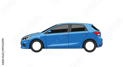 Blue modern hatchback car illustration