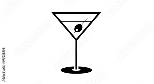 Minimalist Martini Glass with Olive Icon