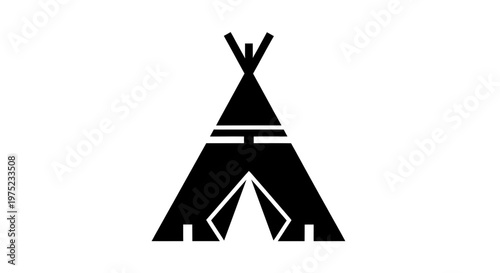 Simple Black Silhouette of a Teepee Tent on White Background