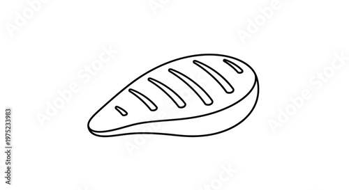 Grilled Chicken Breast Icon - Simple Line Art, Healthy Food Concept