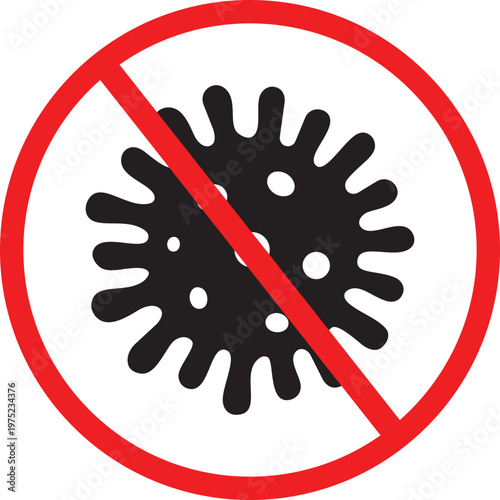Prohibition Sign Against Pathogen: A stark graphic illustrates the concept of prohibiting or preventing the spread of a harmful virus.