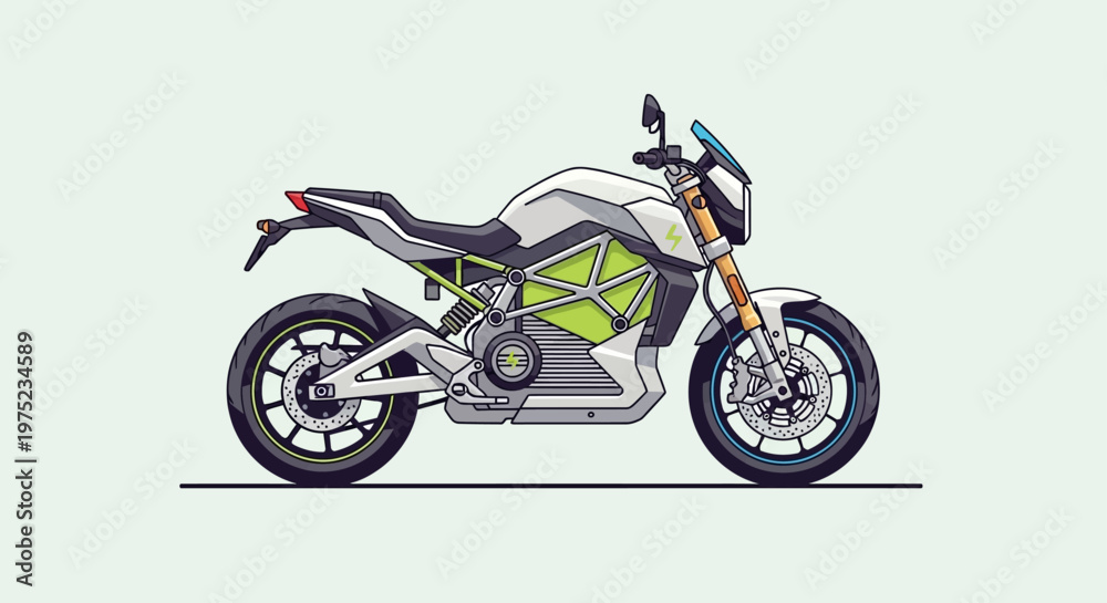 Fototapeta premium Modern electric motorcycle illustration