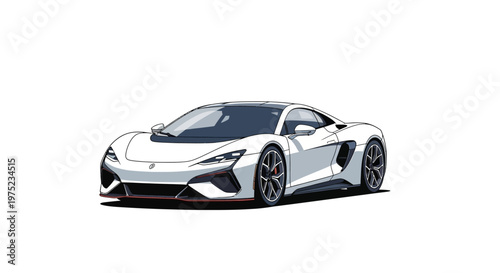 Modern white sports car illustration isolated on white background