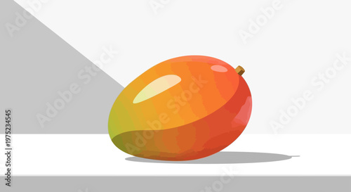 Bild auf Leinwand A single ripe mango fruit with a smooth texture and vibrant colors