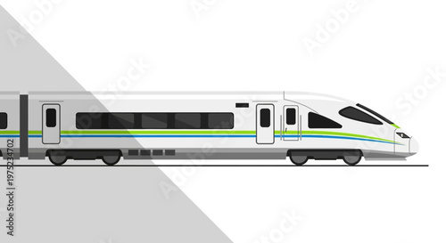 Modern high speed passenger train illustration on white background