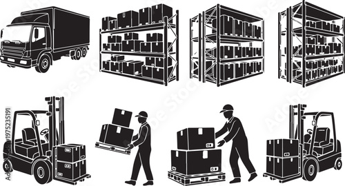 Warehouse Workers Loading Boxes onto Trucks and Shelves Daily