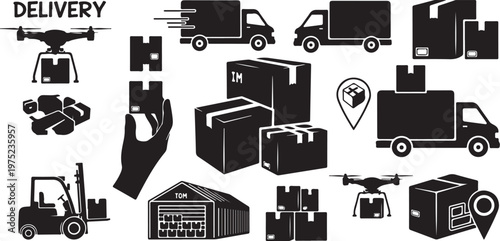 Logistics and delivery icons for business and transportation needs