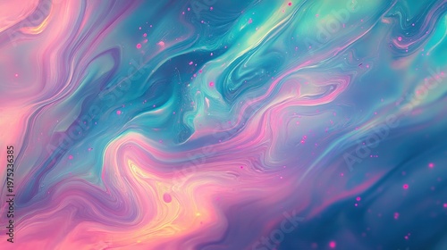 Holographic bokeh green blue and pink abstract background