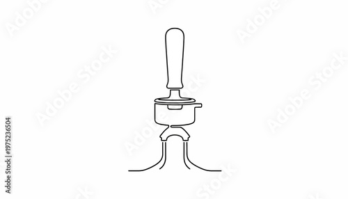 Espresso Tamper and Portafilter Line Art Icon - Coffee Making Process