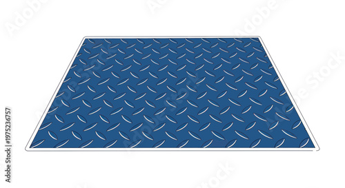 Blue Diamond Plate Metal Texture Background, Industrial Flooring Pattern, Seamless Surface