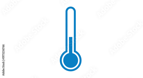 Blue Thermometer Icon Indicating Low Temperature Against White Background