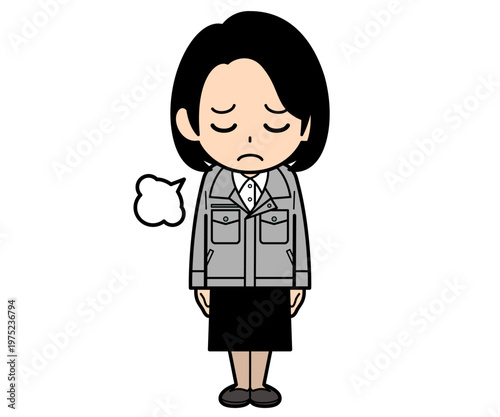 ため息をついて落ち込むワンカールボブの事務員の女性