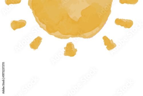 わんぱく水彩シリーズ 幼稚園・保育園向け 大きな太陽のヘッダー背景 晴れ ビビッド