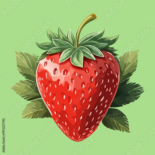 Fresh strawberry for healthy organic antioxidant snack and summer berry fruit nutrition for daily wellness theme ideas - Vector Illustration