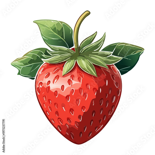 Ripe strawberry for healthy organic snack and summer berry fruit salad ingredient for natural daily nutrition intake - Vector Illustration