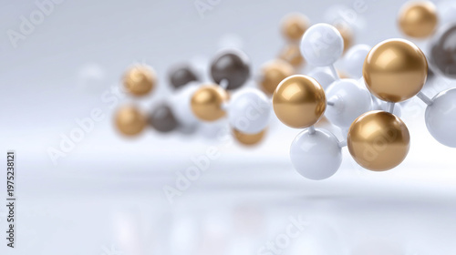 Abstract molecular structure of various colors, representing a concept in a science field. The molecules are in different colors, creating a dynamic visual