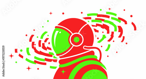 Astronaut in Space with Swirling Galaxy, Retro Sci-Fi Illustration