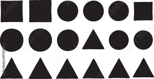 Geometric shapes on a white background in black color