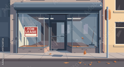 Storefront with For Lease Sign.