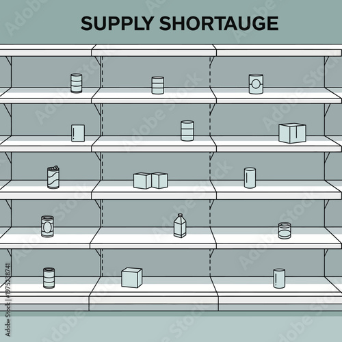 Supply shortage on empty shelves.