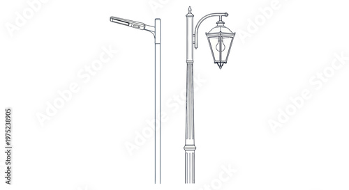 Modern LED vs Vintage Street Lamp Comparison