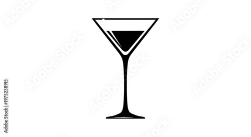 Minimalist Martini Glass with Dark Liquid on White Background