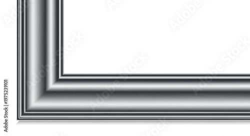 Modern Silver Metallic Picture Frame Corner on White