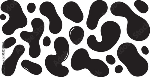 Abstract black blobs on white background illustration design