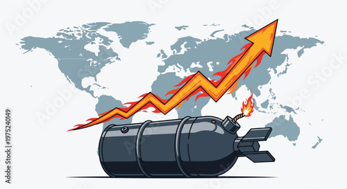 Global Oil Price Increase Trend with Barrel and Arrow.