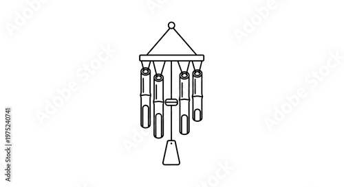 Bamboo Wind Chime Hanging Decoration, Outdoor Garden Decor, Peaceful Sound