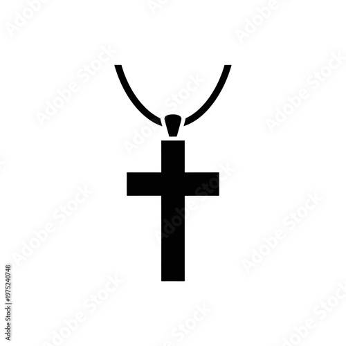 Black Christian cross pendant on a necklace, a symbol of faith and devotion, often worn as a personal reminder of religious beliefs and spiritual guidance