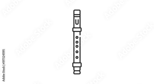 Simple Line Icon of a Recorder Flute Musical Instrument